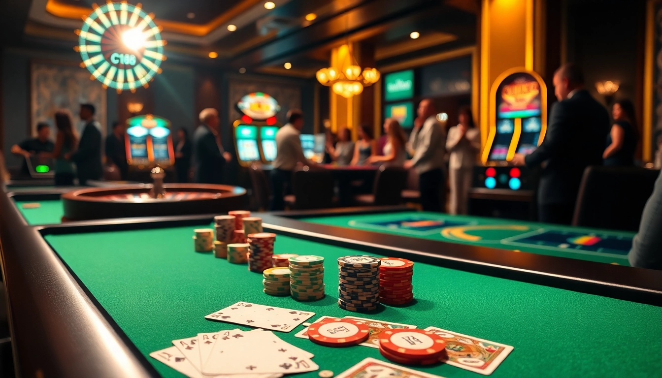 Experience the thrill of gaming at C168 online casino featuring vibrant tables and colorful chips.