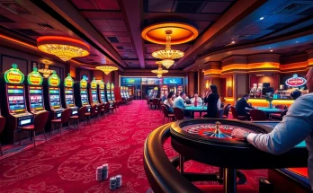 Experience the excitement of hb88 casino with poker tables, vibrant slot machines, and betting action.