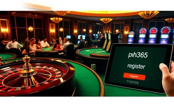 Excited gamblers registering at ph365 while enjoying vibrant casino atmosphere.