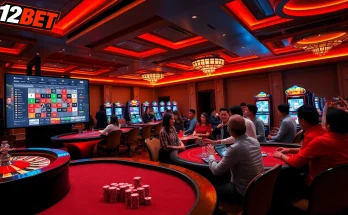 Players enjoying an exciting gaming experience at 12BET casino, showcasing rich colors and vibrant atmosphere.