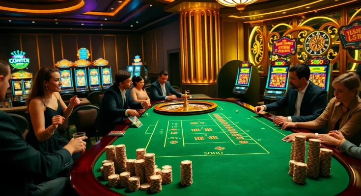 SODO gaming table experience with players excitedly placing bets and rolling dice.