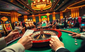 F8bet gaming excitement with roulette, slot machines, and eager players at a dynamic casino scene.