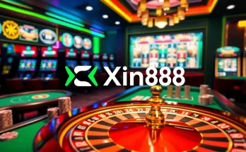 Xin88 table games and slot machines illuminating an exciting casino environment.