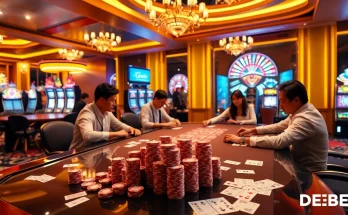 Experience thrilling poker action at Trang Chủ DEBET, featuring intense gameplay and vibrant casino atmosphere.