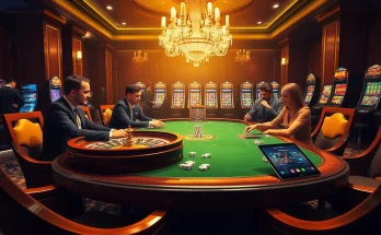 Players strategizing in a luxury casino setting at rikbet, enjoying poker and roulette.