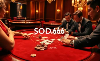 SODO66 players strategizing their bets at an elegant baccarat table in a luxurious casino atmosphere.