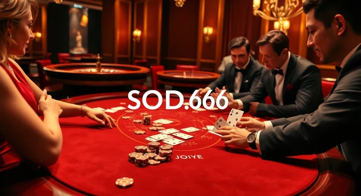 SODO66 players strategizing their bets at an elegant baccarat table in a luxurious casino atmosphere.