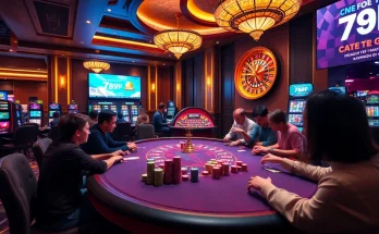 Experience the excitement of gambling at 789P with vibrant casino tables and players engaged in thrilling games.