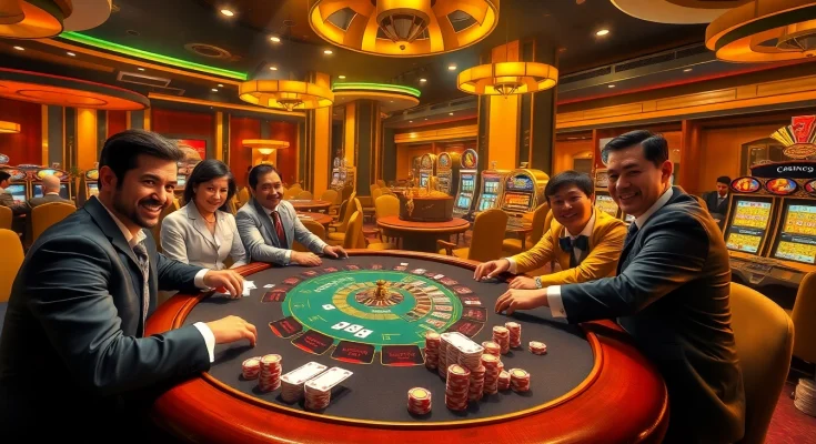 Tải game go88 while enjoying a vibrant casino scene with players at a poker table against luxurious backgrounds.