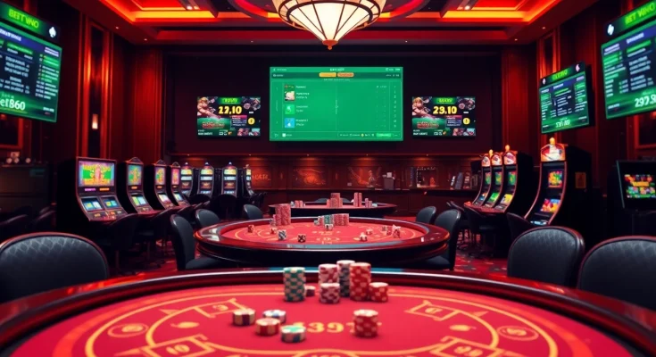 Engaging scene of trang chủ bet88 showcasing vibrant casino gaming with modern betting interfaces.
