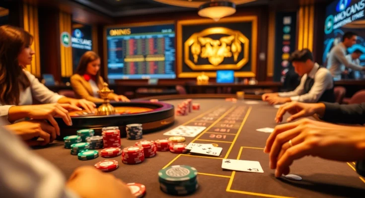 Experience the thrilling atmosphere at Trang Chủ XIN88 with lively poker gameplay and vibrant casino elements.