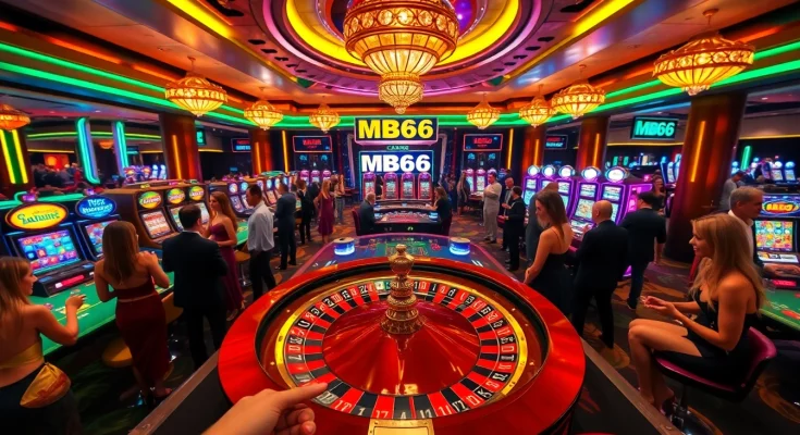 Experience the thrill of gaming at MB66 Casino with players immersed in exciting bets and vibrant roulette action.