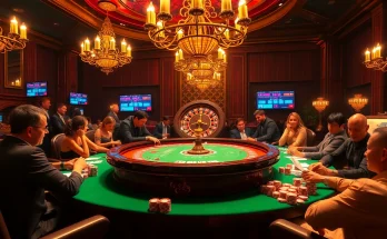 Players enjoying kèo nhà cái at a vibrant casino poker table, surrounded by chips and cards.