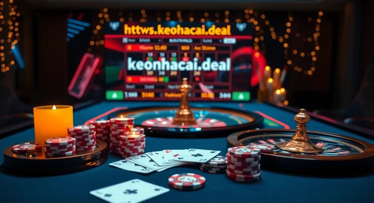 Players enjoying online betting strategies at https://keonhacai.deal/ with vibrant casino elements.