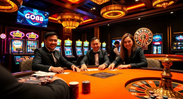 Experience the thrill at Cổng Game GO88 with vibrant casino visuals, poker, and slots.