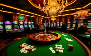 Aksi poker yang mendebarkan di meja kasino bertema Datukwin dengan detail yang hidup.