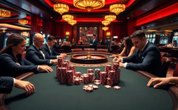 Experience the excitement at win88 with a luxurious casino scene showcasing poker and roulette.