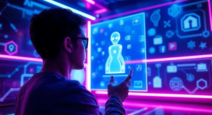 Interactive AI chat interface showcasing ai chat porn features in a futuristic setting.