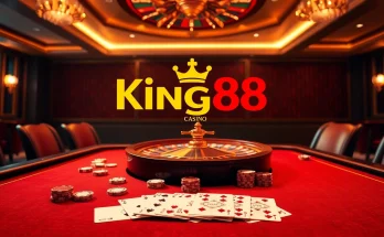 Playing at King88 online casino featuring poker chips and roulette for a thrilling experience.