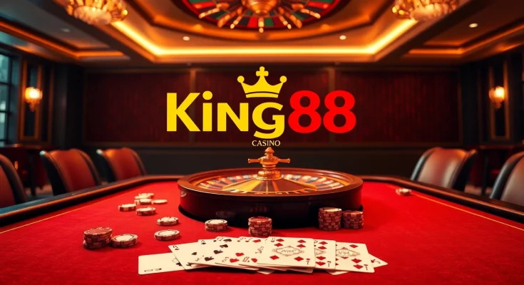 Playing at King88 online casino featuring poker chips and roulette for a thrilling experience.