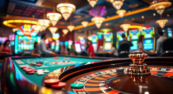 優塔娛樂城的桌上賭博場景，展現熱情的玩家和輪盤。提供充滿活力的遊戲氛圍。