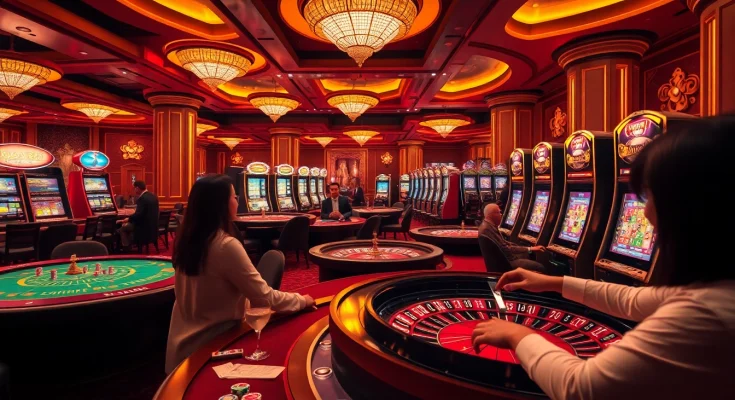 Excited players engaging in high-stakes games at Rikvip's vibrant casino tables.