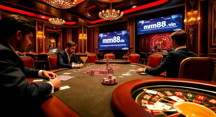 Experience high-stakes poker action at https://mm88.vin/ with vibrant casino elements and professional gameplay.