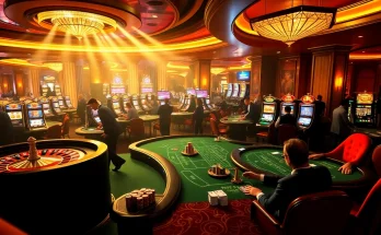 B29 casino players winning big at poker tables with vibrant slot machines in the background.