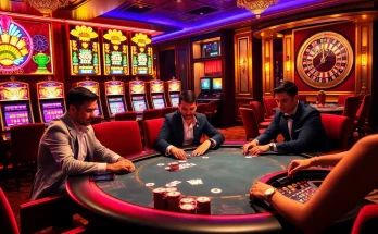 Catching the excitement of poker at http://88xx.art/ with players in action surrounded by vibrant casino lights.