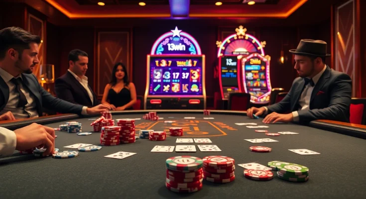Experience the thrill of 13win as players engage at an elegant casino table.