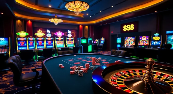 Players enjoying the S8 casino experience with engaging blackjack and vibrant casino ambiance.