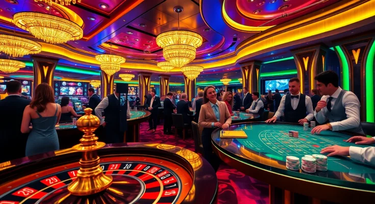 Winning players at the lu88 casino table with vibrant poker chips and a spinning roulette wheel.