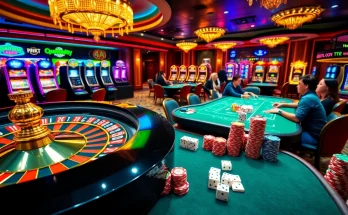 28bets players enjoying a vibrant casino experience with roulette and poker tables.