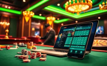 Engaging in SBOBET link login action with poker chips and online betting interface.