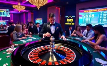 The energetic roulette table scene from https://sx88.gold/, featuring players placing bets in a luxurious casino setting.