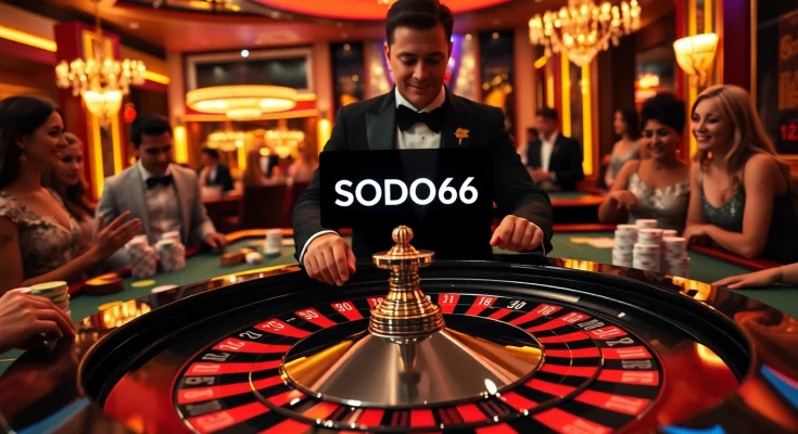 Exciting roulette action at SODO66 casino with colorful chips and players engaged in high-stakes betting.