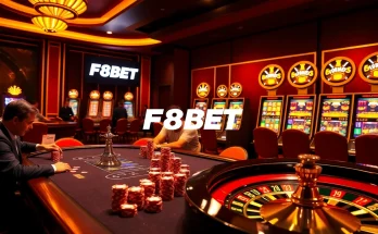 F8BET players strategizing at an elegant poker table with vibrant chips and roulette excitement.