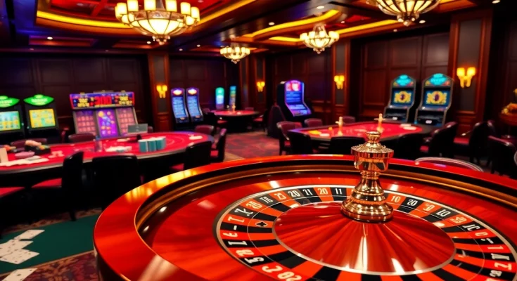 Experience the excitement of online gambling at https://fnew88.com/ with vibrant casino visuals featuring cards and roulette.