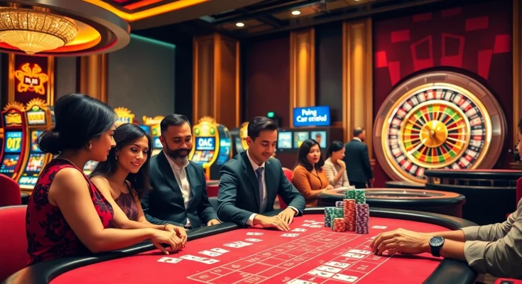 Experience the thrill of baccarat at 99ok with enthusiastic players and vibrant casino elements.