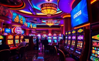 Exciting players engaging with 'LEGO138 LOGIN' at vibrant casino slot machines.