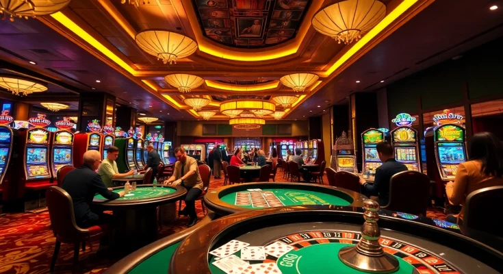 Exciting casino scene showcasing games and lively players at https://thabet.college/ for a thrilling gambling experience.