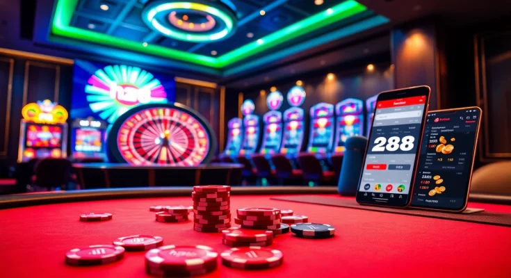 hz88 poker chip stacking and placing bets on a vibrant, polished casino table